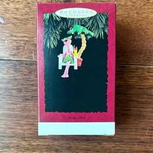 Hallmark Keepsake Ornament IN THE PINK Flamingo and Palm Tree 1994